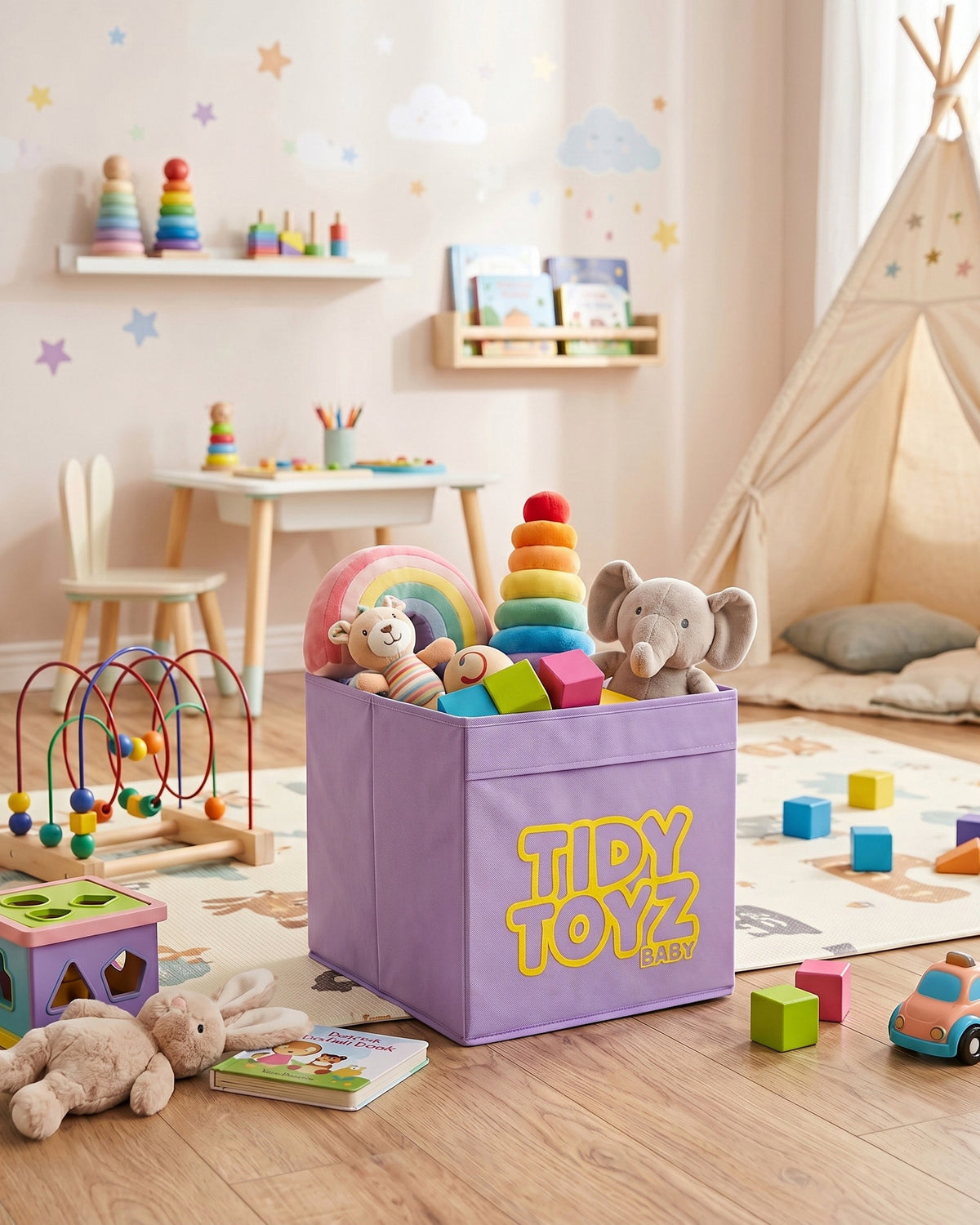 Lilac Tidy Toyz baby and nursery storage box that fits IKEA Kallax