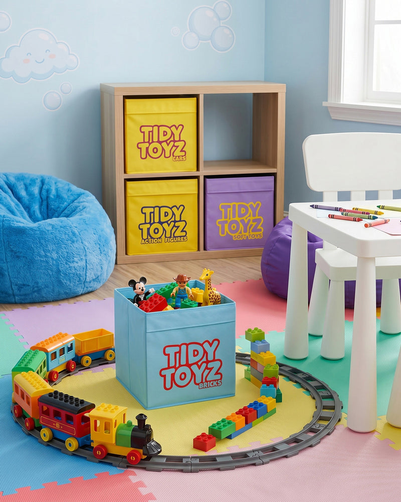 Sky blue Tidy Toyz LEGO and building brick storage box that fits IKEA Kallax