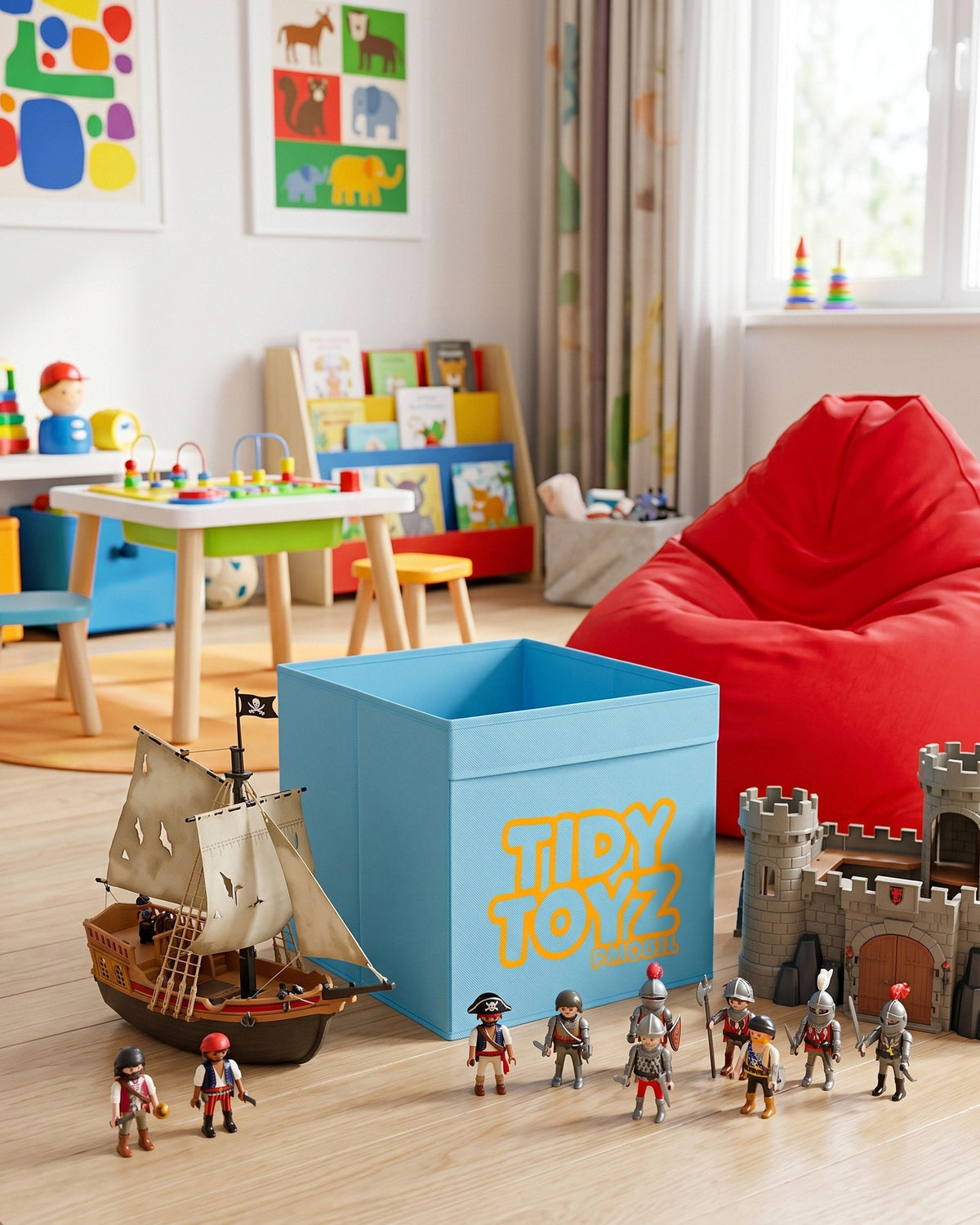Sky blue Tidy Toyz Playmobil storage box that fits IKEA Kallax